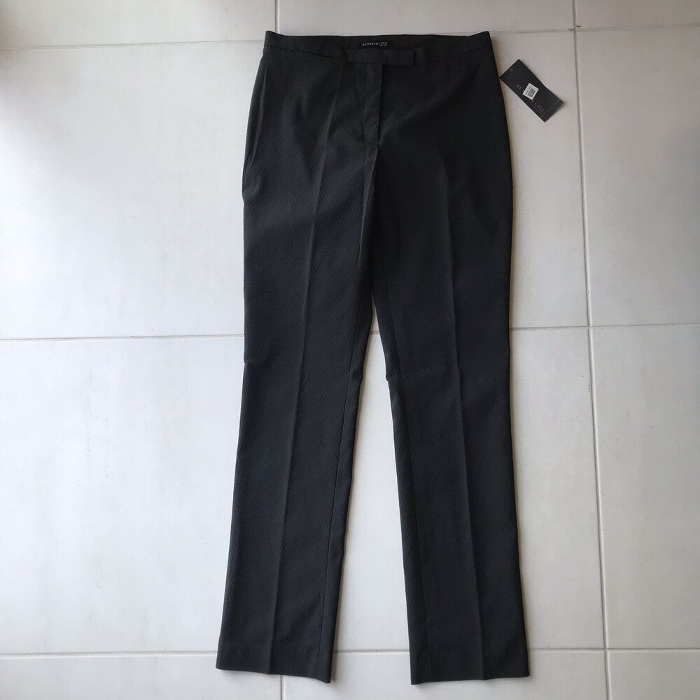 Kenneth Cole New York Mid Rise Straight Leg Textured Pants